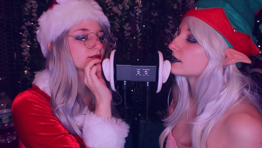 AftynRose ASMR - Christmas Twins Ear Licking