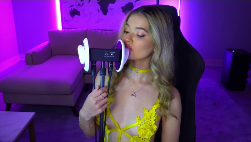 Mimi_fun - Ear Licking in Yellow Lingerie