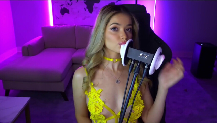 Mimi_fun - Ear Licking in Yellow Lingerie