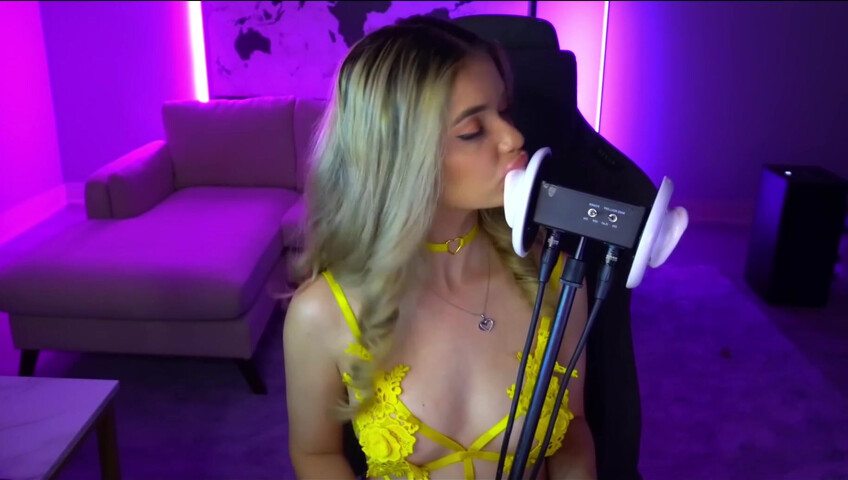 Mimi_fun - Ear Licking in Yellow Lingerie