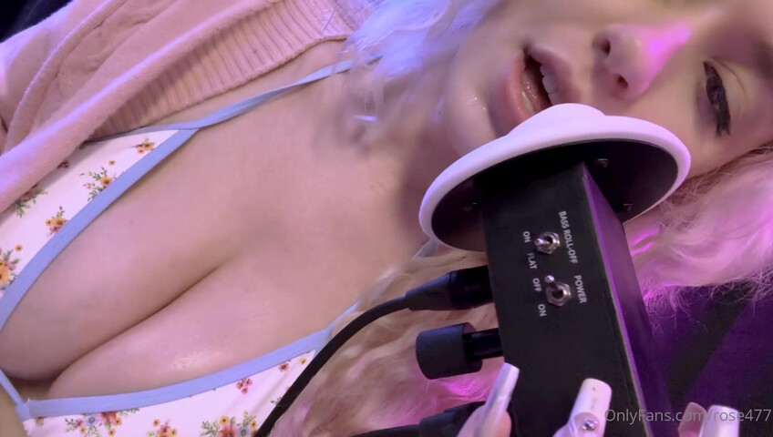Rose ASMR - Ear licking, titfucking, sucking dildo