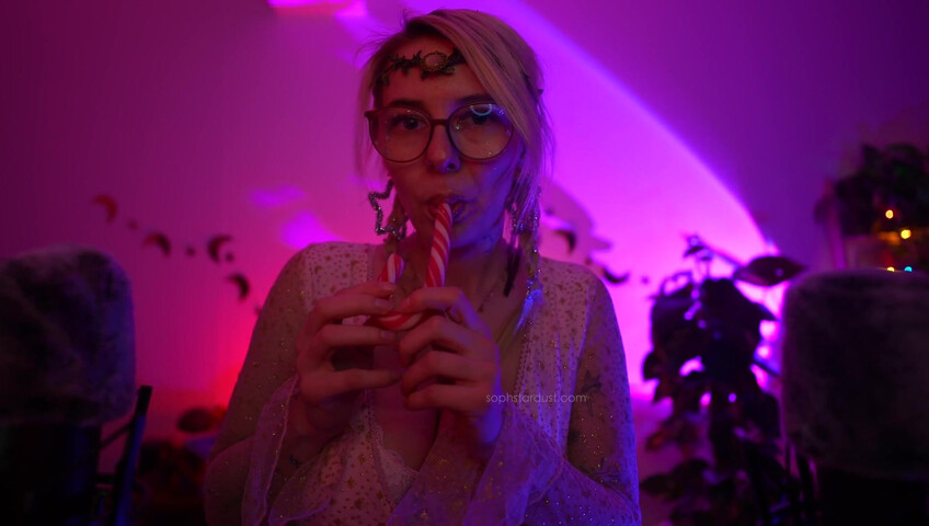 Soph Stardust ASMR Candy Cane licking & eating + topbra scratching 4K