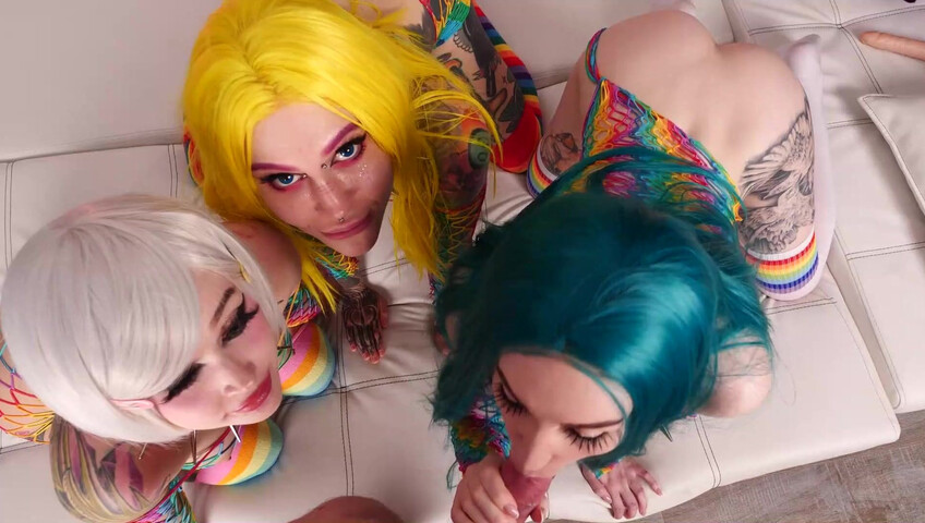 Purple Bitch -  Hot 4some in Fishnets